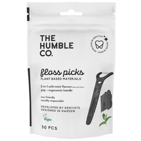 Humble Dental Floss Picks Charcoal Grip Handle 50 st