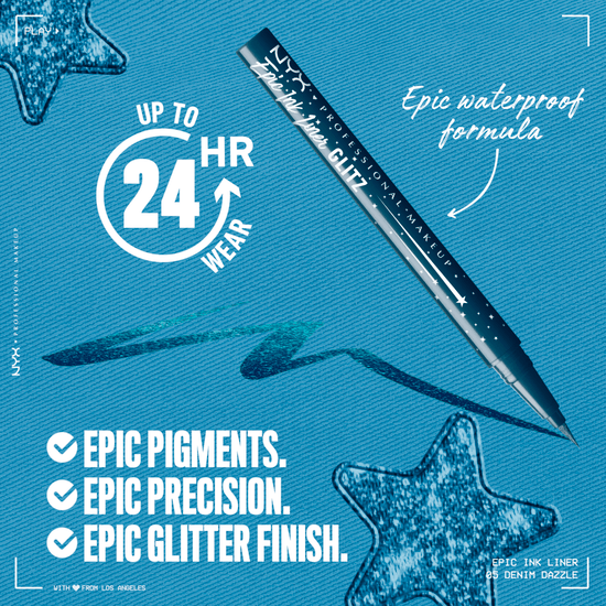 NYX Professional Makeup Epic Ink Liner Glitz Vattenfast Eyelinerpenna 05 Denim Dazzle 1 ml