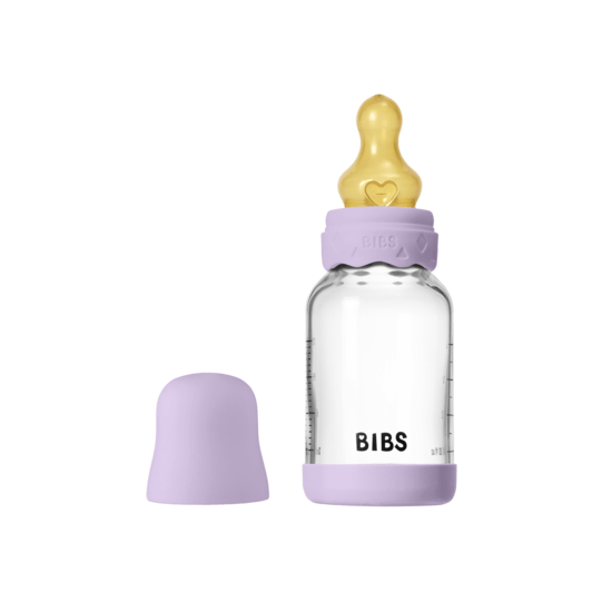 BIBS Glass Boheme Baby Bottle Round Latex Slow Flow Violet Sky 120 ml