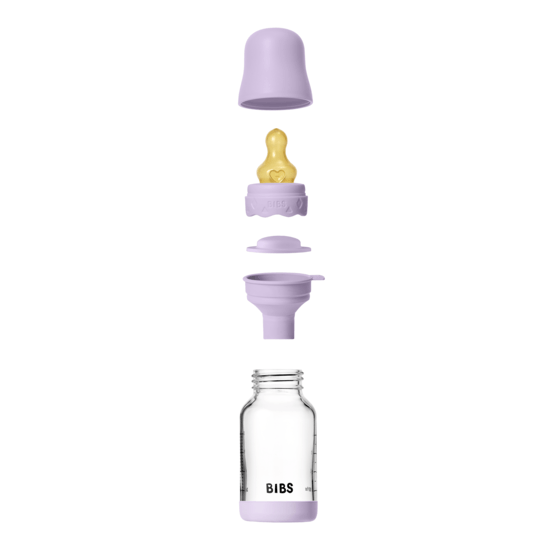 BIBS Glass Boheme Baby Bottle Round Latex Slow Flow Violet Sky 120 ml