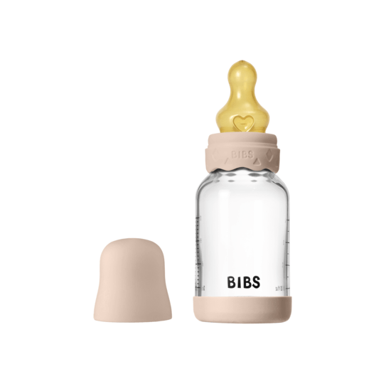 BIBS Glass Boheme Baby Bottle Round Latex Slow Flow Blush 120 ml