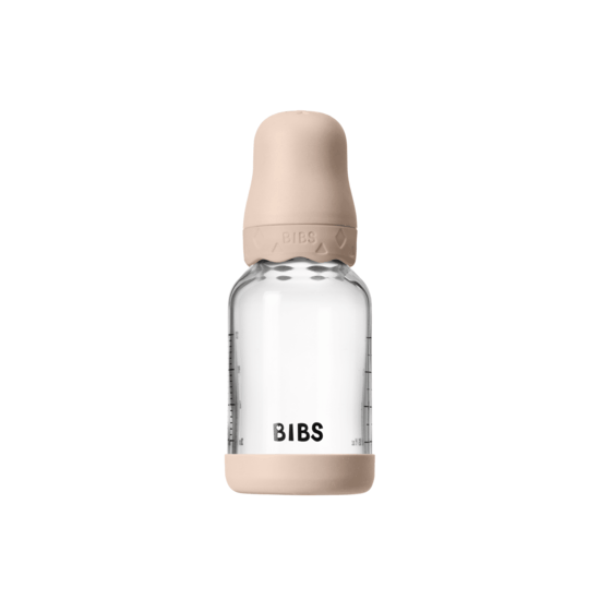 BIBS Glass Boheme Baby Bottle Round Latex Slow Flow Blush 120 ml