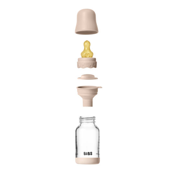 BIBS Glass Boheme Baby Bottle Round Latex Slow Flow Blush 120 ml