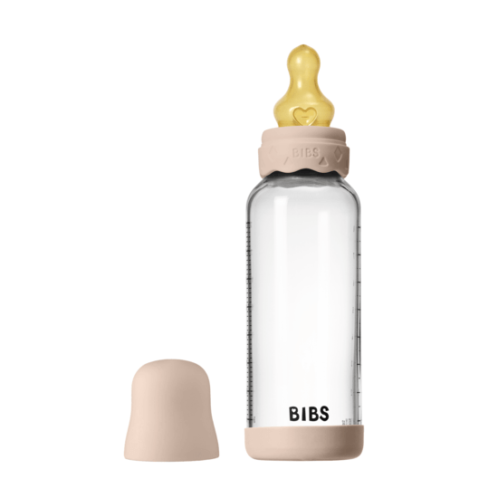 BIBS Glass Boheme Baby Bottle Round Latex Medium Flow Blush 240 ml