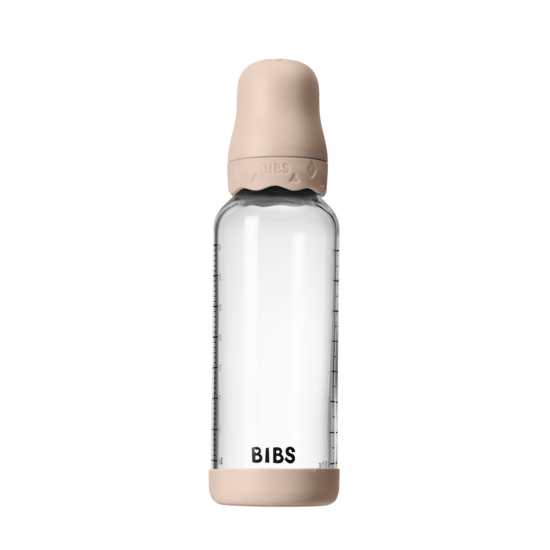 BIBS Glass Boheme Baby Bottle Round Latex Medium Flow Blush 240 ml