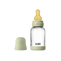 BIBS Glass Baby Bottle Round Latex Slow Flow Sage 120 ml