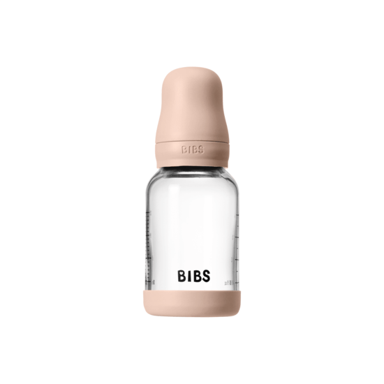 BIBS Glass Baby Bottle Round Latex Slow Flow Blush 120 ml