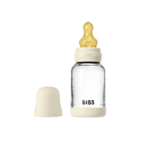BIBS Glass Baby Bottle Round Latex Slow Flow Ivory 120 ml