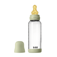 BIBS Glass Baby Bottle Round Latex Medium Flow Sage 240 ml
