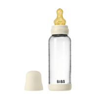 BIBS Glass Baby Bottle Round Latex Medium Flow Ivory 240 ml