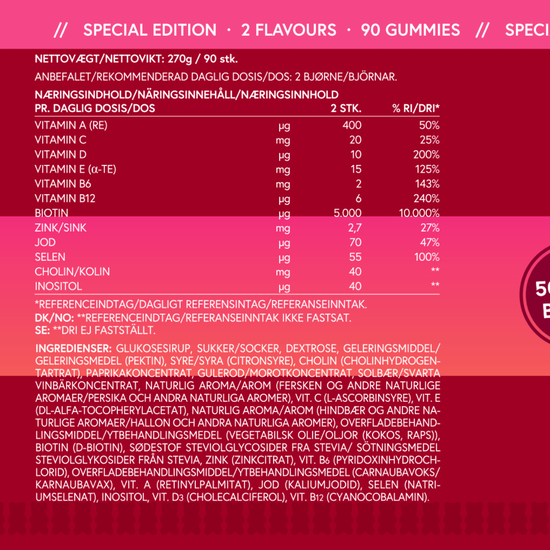 VitaYummy Hair & Nails Raspberry & Peach MIX 90 gummies