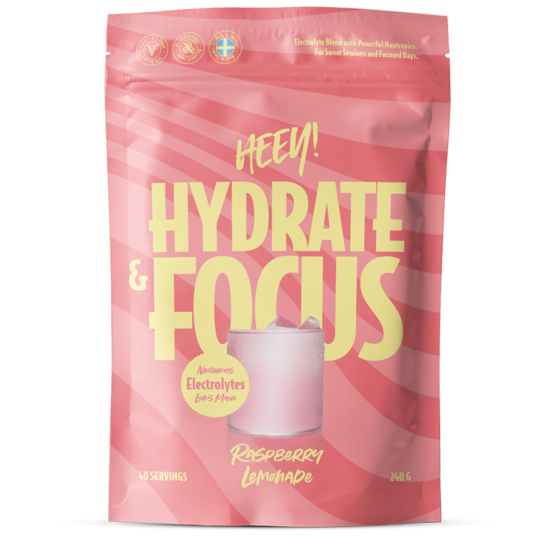 Heey! Elektrolyter + Lions Mane, Raspberry Lemonade 240 g