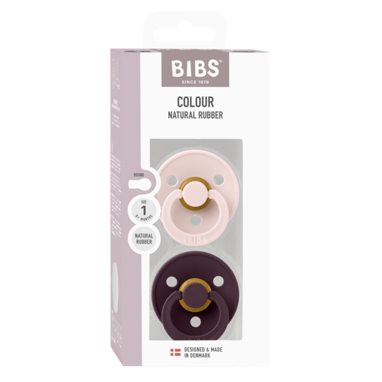 BIBS Colour Latex Size 1 Petal/Plum 2-pack