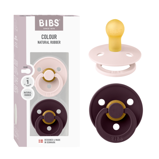BIBS Colour Latex Size 1 Petal/Plum 2-pack