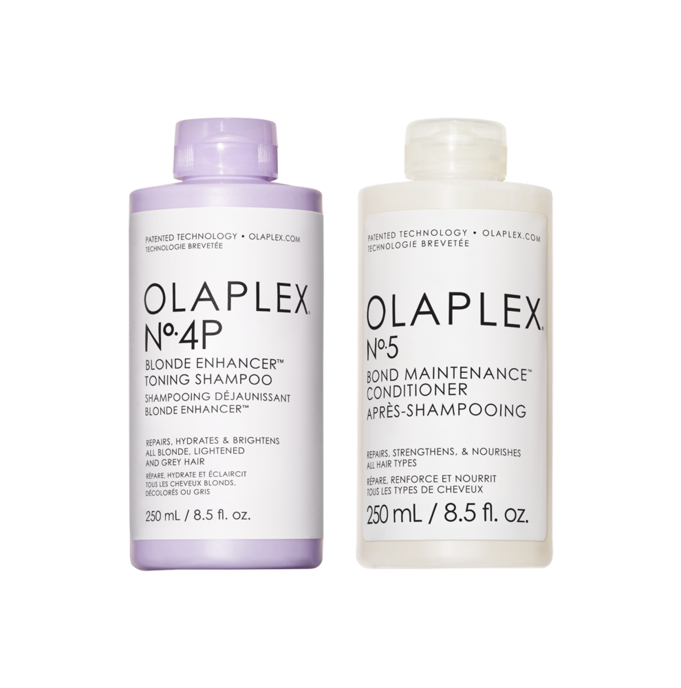 Olaplex No.4P Blond Enhancer Toning Shampoo & No.5 Bond Maintenance Conditioner 2 x 250 ml