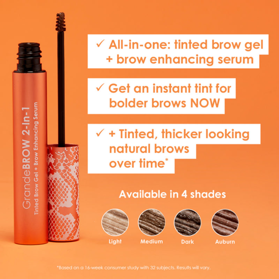 Grande Cosmetics GrandeBROW 2-In-1 Tinted Brow Gel + Brow Enhancing Serum Dark 3,5 ml