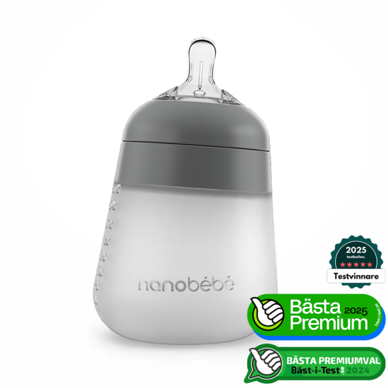 Nanobébé Flexy Silikonflaska Anti-kolik Grå 270 ml