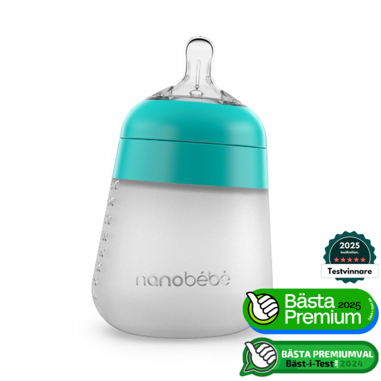 Nanobébé Flexy Silikonflaska Anti-kolik Turkos 270 ml