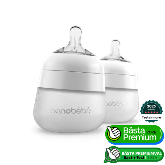 Nanobébé Flexy Silikonflaska Anti-kolik Vit 150 ml 2-pack
