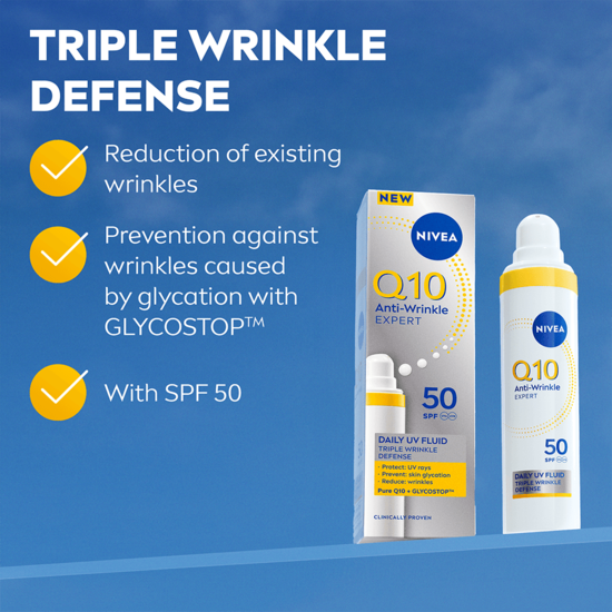 NIVEA Dagkräm Q10 Anti-Wrinkle Expert Daily UV Fluid SPF50 40 ml 