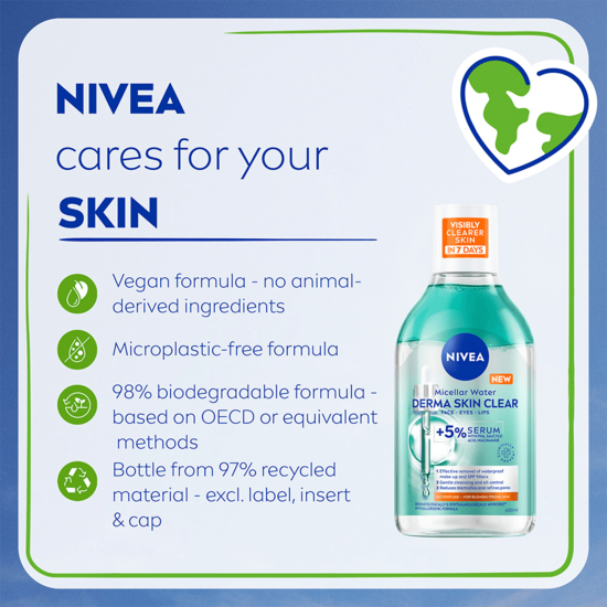 NIVEA Micellärt Vatten Derma Skin Clear Micellar Water 400 ml 