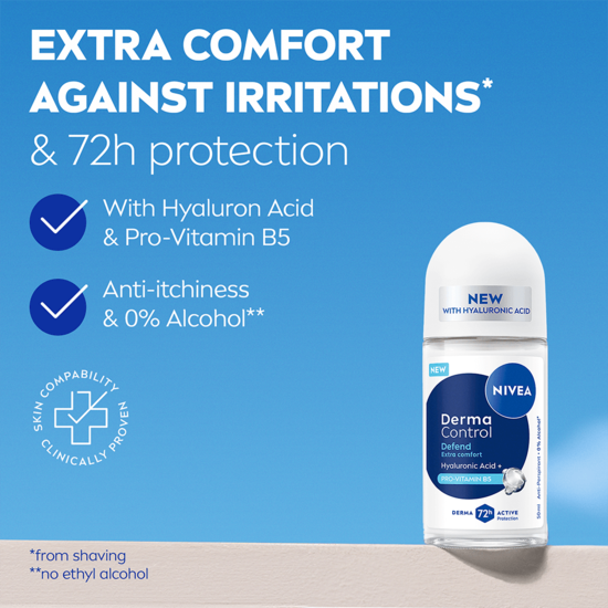 NIVEA Antiperspirant Deo Derma Control Defend Roll On 50 ml 