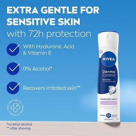 NIVEA Antiperspirant Deo Spray Derma Control Restore Sensitive 150 ml 