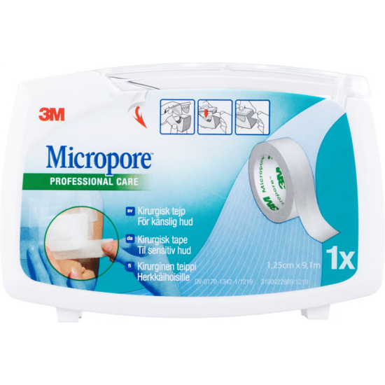 3M Micropore Kirurgitejp Vit 1,25 cm x 9,14 m