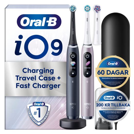 Oral-B iO 9 Eltandborste Duopack Svart & Rosenkvartsfärgad
