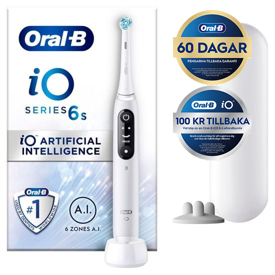 Oral-B iO 6S Vit Eltandborste med extra Tandborsthuvud