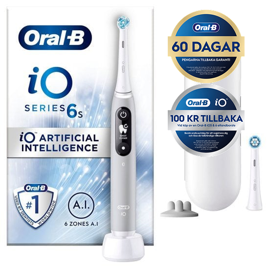 Oral-B iO 6S Grå Eltandborste med extra Tandborsthuvud