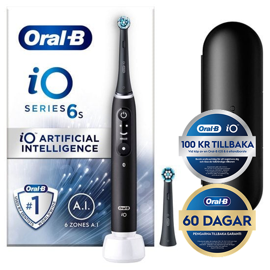 Oral-B iO 6S Svart Eltandborste med extra Tandborsthuvud