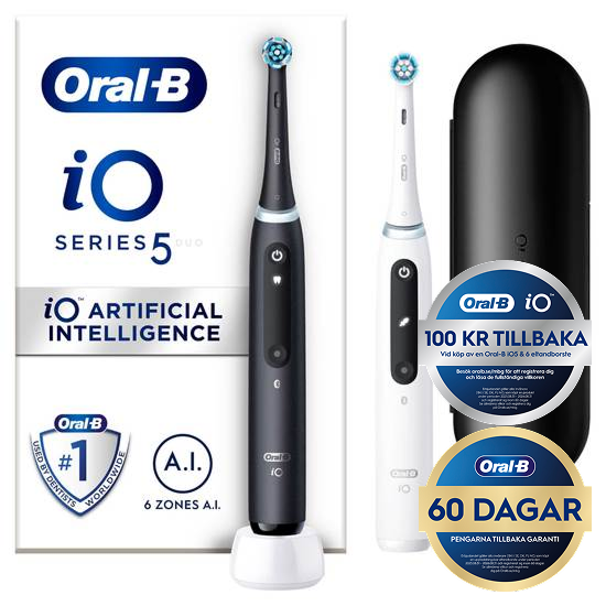 Oral-B iO 5 Svart och Vit Eltandborste 2-pack