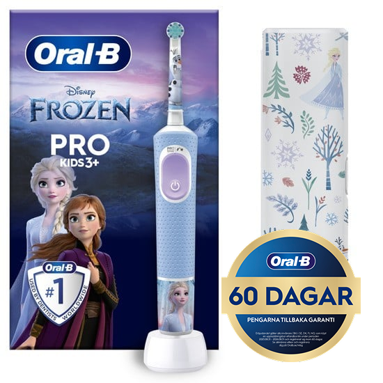 Oral-B Pro Kids Frost Eltandborste med Resefordal för Barn Designed By Braun
