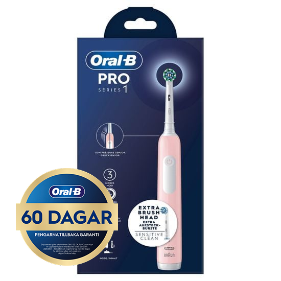 Oral-B Pro Series 1 Rosa Eltandborste 2 Tandborsthuvuden Designed by Braun
