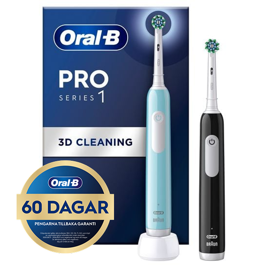Oral-B Pro S1 Duopack Blå och Svart Eltandborstar 2 Tandborsthuvuden Designed by Braun