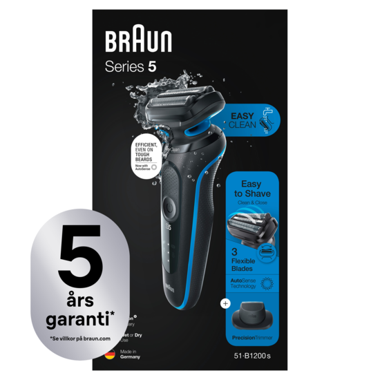 Braun Series 5 51-B1200s Rakapparat med Precisionstrimmer Blå