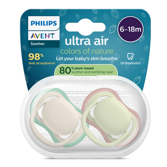 Philips Avent Ultra Air Napp Grön & Beige 6-18 mån 2-pack