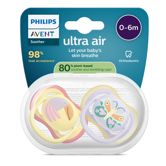 Philips Avent Ultra Air Napp Ljuslila & Ljusgul 0-6 mån 2-pack