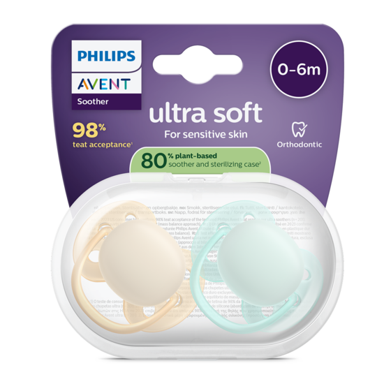 Philips Avent Ultra Soft Napp Grön & Rosa 0-6 mån 2-pack
