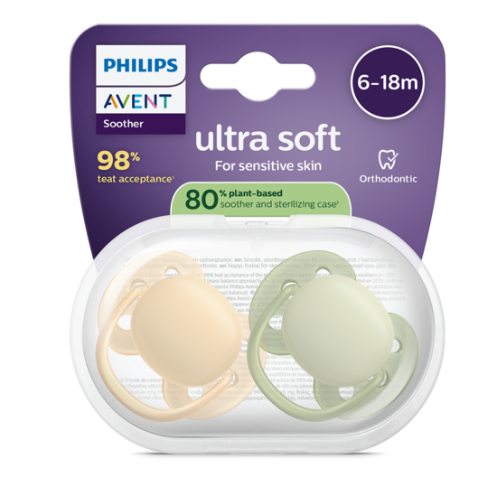Philips Avent Ultra Soft Napp Grön & Gul 6-18 mån 2-pack