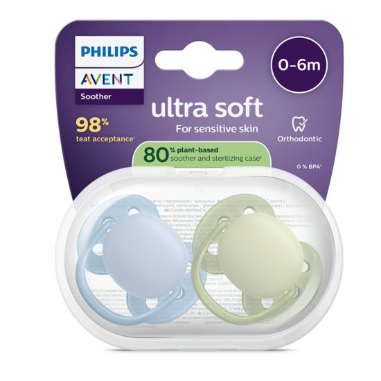 Philips Avent Ultra Soft Napp Grön & Blå 0-6 mån 2-pack