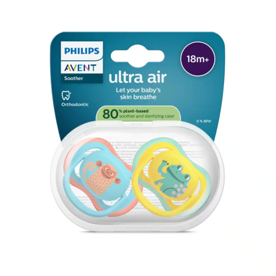 Philips Avent Ultra Air Napp Gul & Blå 18 mån+ 2-pack