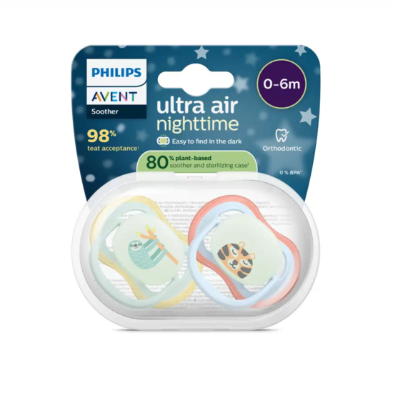 Philips Avent Ultra Air Nattnapp Ljusblå & Ljusgrön 0-6 mån 2-pack