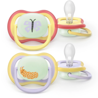 Philips Avent Ultra Air Nattnapp Gul & Lila 0-6 mån 2-pack