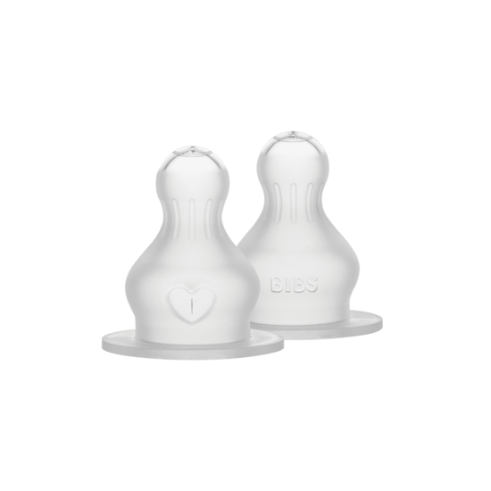 BIBS Baby Bottle Nipple Round Silicone Thick Flow 2-pack