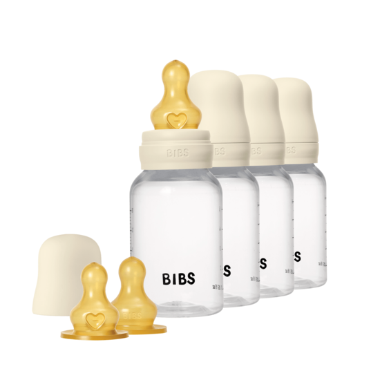 BIBS Baby Bottle Round Latex Ivory 150 ml 4-pack