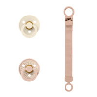 BIBS Colour Pacifier & Loop Clip Gift Set Latex Size 1 Blush