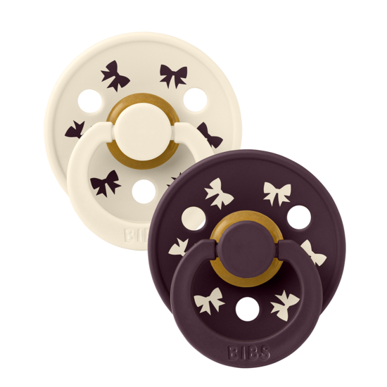BIBS Colour Holiday Bow Latex Size 2 Ivory/Plum 2-pack