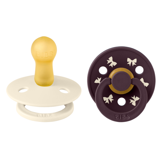 BIBS Colour Holiday Bow Latex Size 2 Ivory/Plum 2-pack